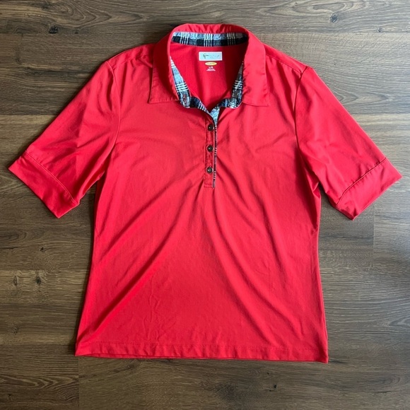 Greg Norman Collection Tops - Greg Norman Shark Golf Short Sleeve PLAY Dry Red Polo – Size L 🔴⛳